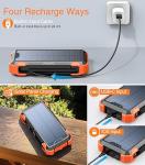 GOODaaa 42800mAh Solar Charger with Built-in Cables