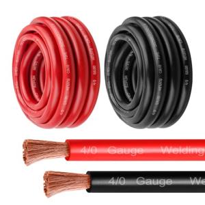 MOOKEERF 4/0 Gauge Battery Cables - 3FT Red & Black