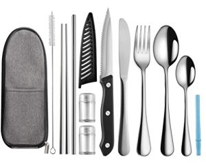 Travel Utensil Set with Case – Portable Cutlery