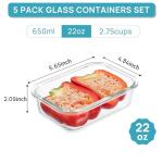 Vtopmart 5-Pack 22oz Airtight Glass Containers