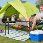 Anbte 3ft Adjustable Folding Camping Table with Storage