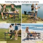 Anbte 3ft Adjustable Folding Camping Table with Storage