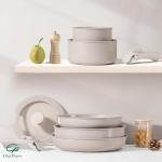 19-Piece Nonstick Cookware Set with Detachable Handle