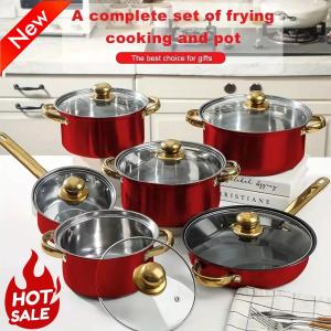 12-Piece Nonstick Camping Cookware Set, Red