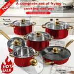 12-Piece Nonstick Camping Cookware Set, Red
