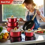 12-Piece Nonstick Camping Cookware Set, Red