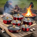 12-Piece Nonstick Camping Cookware Set, Red