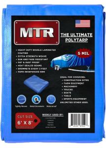 MTR 5 Mil Heavy Duty Waterproof Blue Tarp 6x8 ft