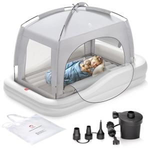 QPAU Inflatable Toddler Travel Bed with Tent