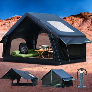 Inflatable Tent with Skylight and Awning for Camping