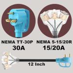 30 Amp RV Generator Adapter Cord with LED Indicator