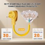 30 Amp to 110V RV Power Adapter with LED Indicator