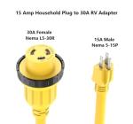 30-Amp to 15-Amp RV Power Adapter Cord