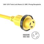30-Amp to 15-Amp RV Power Adapter Cord