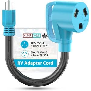 30 Amp RV Adapter Cord - 15 Amp NEMA Plug