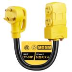 30 Amp to 20 Amp RV Adapter with Circuit Breaker