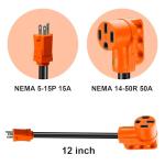 50 Amp to 110 Volt RV Dogbone Adapter Cord