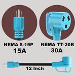 30 Amp RV Adapter Cord - 15 Amp NEMA Plug