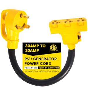 30 Amp RV Generator to Household Outlet Adapter