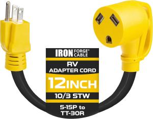 RV Electrical Adapter Power Cord 5-15P to TT-30R
