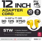 RV Power Cord Adapter: 14-50P to TT-30