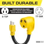 RV Power Adapter Cord 5-15P to TT-30R