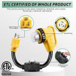 15 Amp to 50 Amp RV Adapter Cord with Breaker