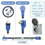 50 Amp 15FT RV Generator Cord and Inlet Box