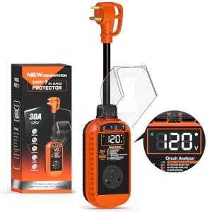 Docusvect 30 Amp RV Surge Protector with Auto Shutoff