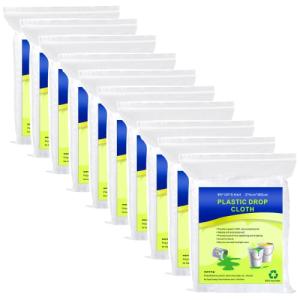10 Pack Waterproof Plastic Drop Sheets for Camping