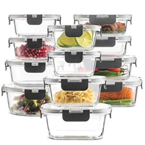 FineDine 24 Glass Food Storage Containers with Lids
