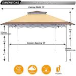 ABCCANOPY Quick-Set 13x13 Canopy Tent - Khaki