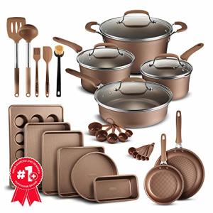 23-Piece Gold Camping Cookware Set with Lids