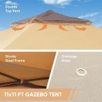 Wonlink 11x11 ft Adjustable Gazebo Tent with Mosquito Net