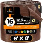 Heavy Duty Waterproof Brown Tarp Cover 6' x 8