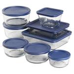 16 Piece Glass Storage Set with Navy Lids