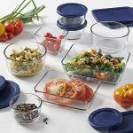 16 Piece Glass Storage Set with Navy Lids
