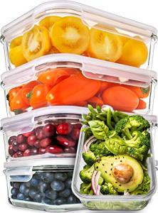 Airtight Glass Meal Prep Containers - 5 Pack