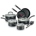 T-Fal 12-Piece Nonstick Cookware Set, Black