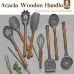 Umite Chef Silicone Utensil Set with Wooden Handles