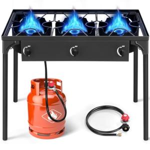 3-Burner Propane Gas Stove for Camping Cooking