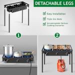 3-Burner Propane Gas Stove for Camping Cooking