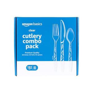 Amazon Basics 192 Count Clear Disposable Cutlery Set