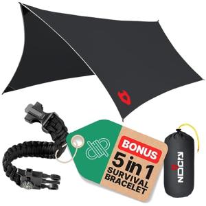 Lightweight 12x10 Waterproof Camping Tarp - Black