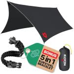 Lightweight 12x10 Waterproof Camping Tarp - Black