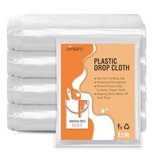 Clear Plastic Sheeting Drop Cloths - 5 Pack