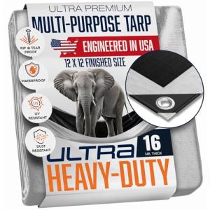 Heavy Duty 12x12 Waterproof Tarp - UV Resistant