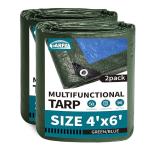 2 Pack Green Waterproof 4x6 Tarps