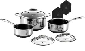 6-Piece Camping Pot Set with Trivets