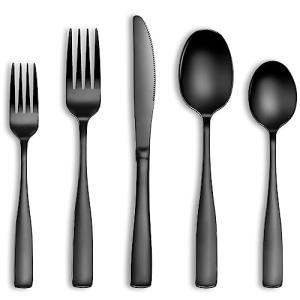 20-Piece Black Stainless Steel Cutlery Set